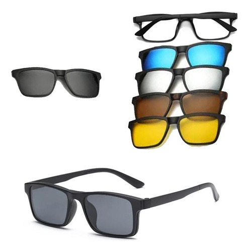 Óculos De Sol Kit Oculos Sol Leve Clip On 6 Em 1