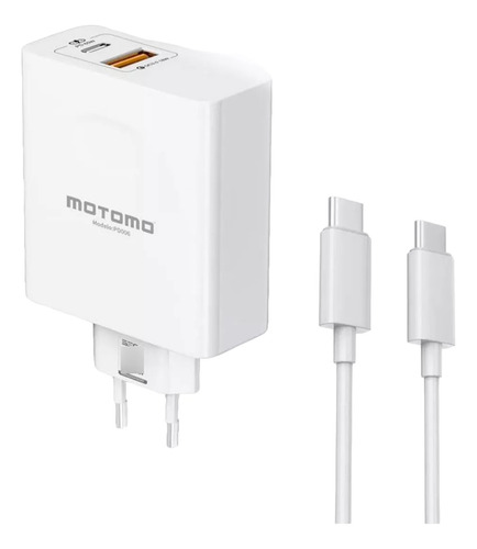 Cargador Motomo Cr45w Qc18w + Cable Tipo C A Tipo C Blanco