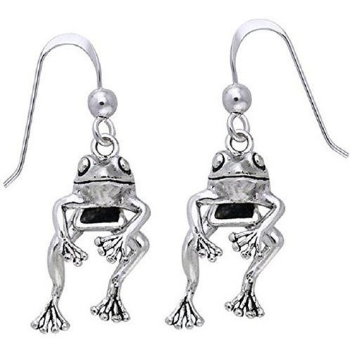 Moveable Detailed Sterling Silver Frog Face And Legs Hook Ea