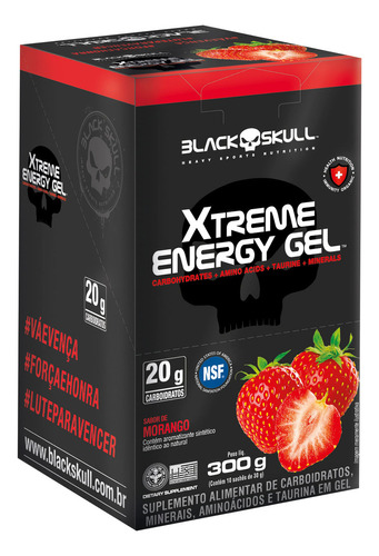 Xtreme Energy Gel Display C/ 10 Black Skull Sabor Morango