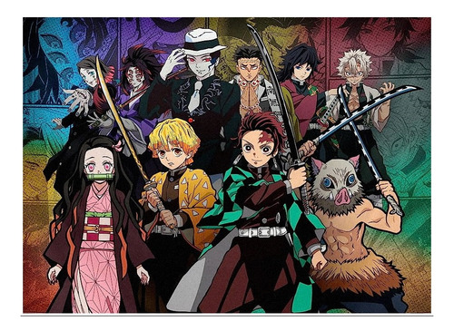 Poster Anime 30x42cm Demon Slayer Tapestry Para Sala Quarto