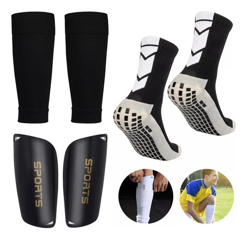 Calcetines Antideslizantes Con Espinilleras Para Fútbol