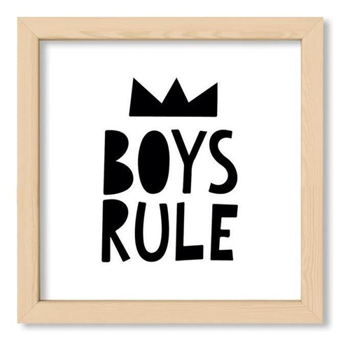 Cuadros Infantiles 20x20 Chato Natural Boys Rule In Black