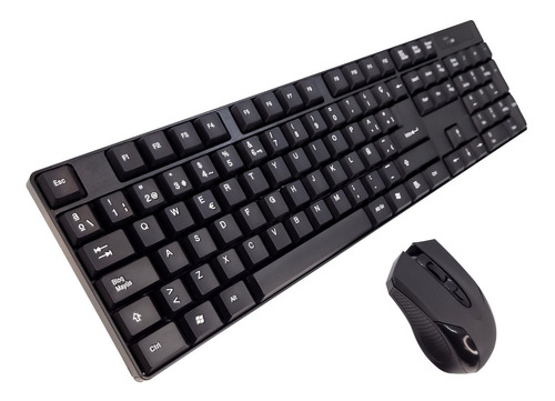 Kit Teclado Y Mouse Inalambrico Negro Wireless Usb Full