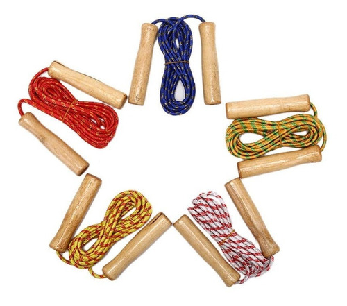 Imagen 4 de 6 de Cuerda Para Saltar Mango De Madera Cardio Deporte / Lhua