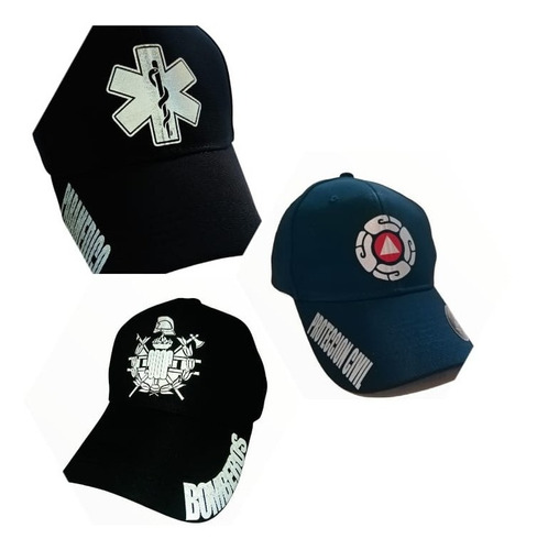 Kit De 4 Gorras Protección Civil, Bomberos O Paramedico