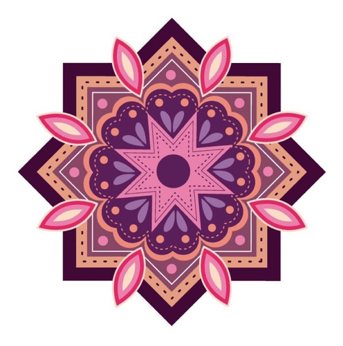 Vinilo Decorativo Mandala 04 Sticker Yoga 90cm X 90cm Color Multicolor