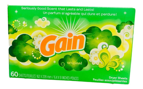 Gain  Hojas Suavizante De Telas 60 Pz. Original