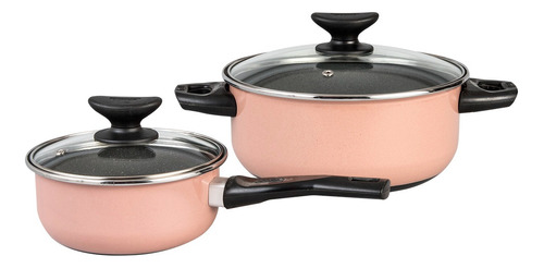 Batería De Cocina Cinsa De Peltre Pesado 4 Piezas Color Rosa