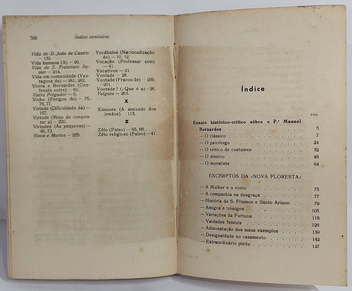 Excerptos Da Nova Floresta - Manuel Bernardes - Ensaio Histórico-crítico, Seleção, Notas E Índices Remissivos - 1942 (Usado)
