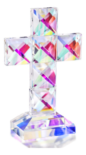 Figura De Cruz Cristiana Artesanal De Cristal Decorativa Y C