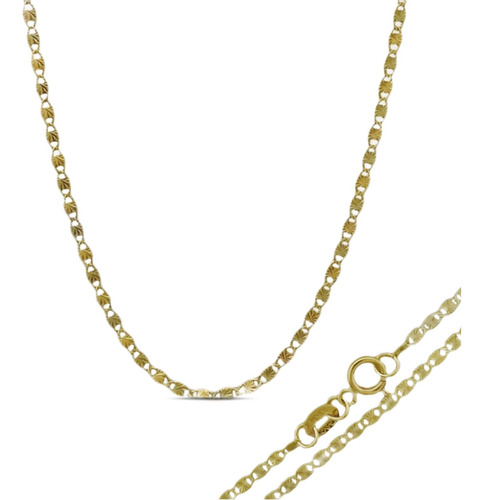  Cadena De Oro 10k Collar Mujer Planchada 3 Oros Regalo 50cm