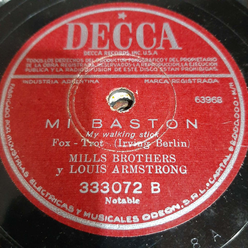Pasta Mills Brothers Louis Armstrong Decca C181