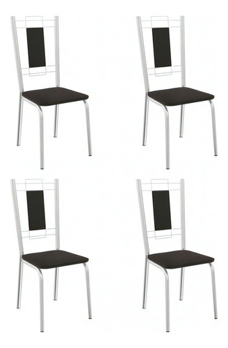 Cadeiras Kit 4 Cadeiras Florença Cromada Preto - Kappesberg Cor da estrutura da cadeira Prateado