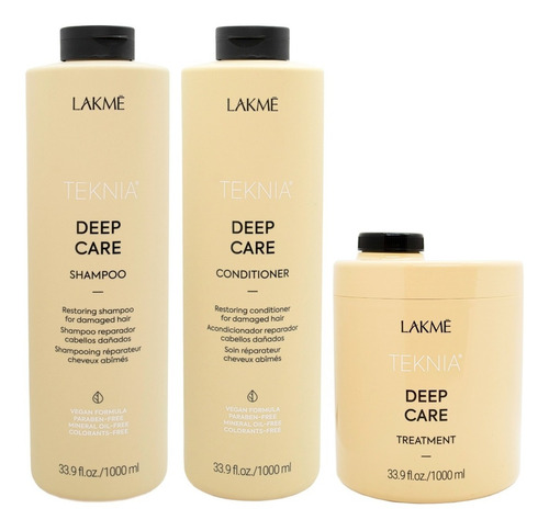 Lakme Deep Care Kit Shampoo Enjuague Máscara Reparador X 1l