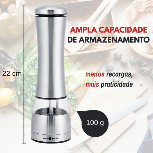 Moedor Inox De Sal Pimenta Temperos Grãos Triturador Manual