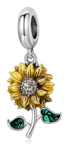 Encanto De Girasol 925 Plata Esterlina Encanto De Flor Encan