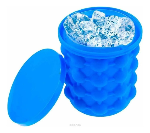 Hielera Conservar Cubos Hielo Botellas Flexible Silicona Color Azul