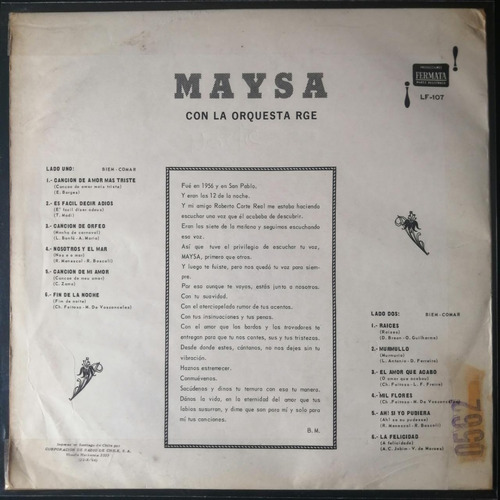 Vinilo Maysa Con La Orquesta Che Discos (Usado)