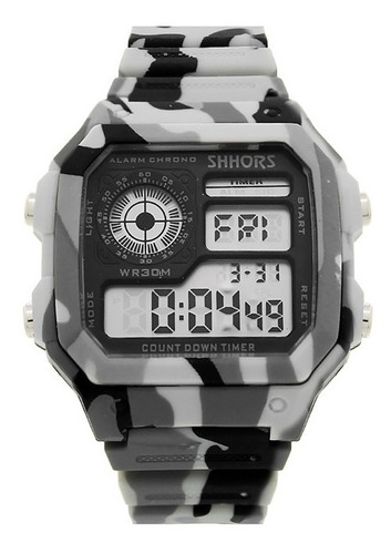Reloj Militar Hombre Tactico Deportivo Digital Cronometro Alarma Luz Fecha Reloj De Pulsera Camuflaje  - Blanco