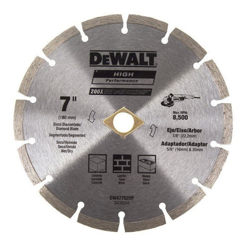  Disco Diamantado Dewalt 180mm Segmentado - Ynter Industrial