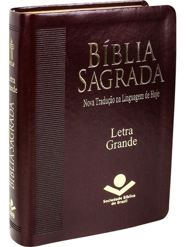 Bíblia Sagrada Letra Grande Ntlh Capa De Couro Marrom
