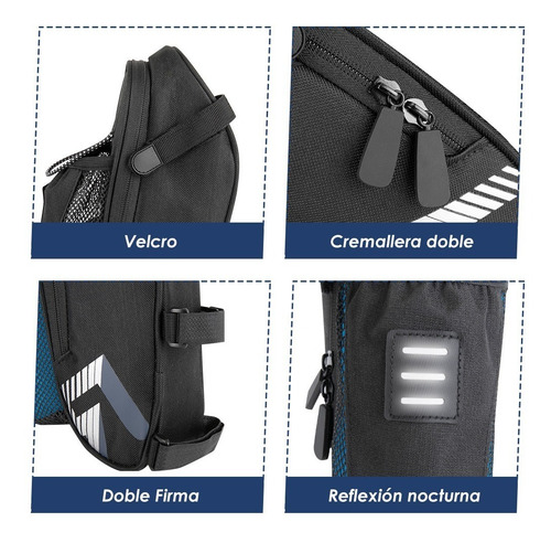 Imagen 4 de 6 de Bolsa Para Asiento Bicicleta Impermeable Reflectante 1.5l