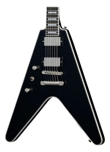 Guitarra Eléctrica EpiPhone Flying V Prophecy Black Zurda Color Aged Jet Black Metallic Material Del Diapasón Ébano Orientación De La Mano Zurdo