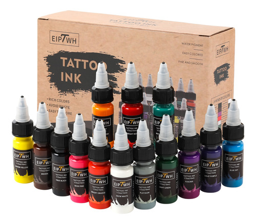 Pigmento De Tinta De Tatuaje De 15 Ml Y 14 Colores Con Caja