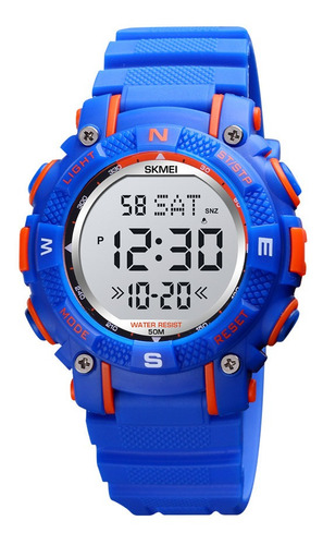 Reloj Niños Niñas Skmei 1613 Digital Alarma Cronometro Rgb Color De La Malla Azul