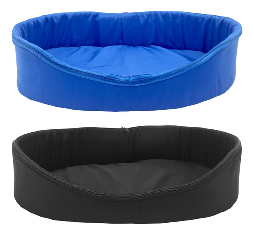 Kit 2 Cama Europa Cachorro Gato Caminha Pet Lavável Grande Cor Azul E Preto Desenho Liso