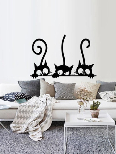 Vinilo Decorativo Gatitos Respaldo Cama Pared Mas Diseños 4u