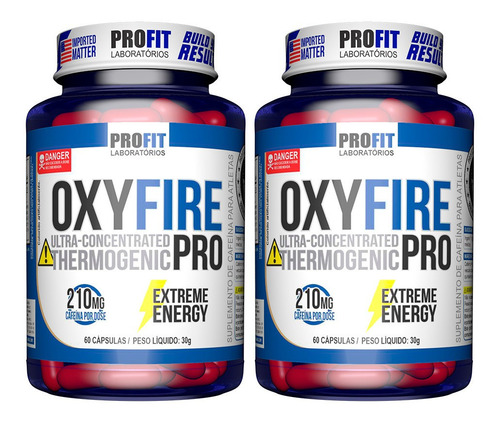 2x Oxy Fire Pro - 60 Capsulas Cada - Profit Labs Sabor Sem Sabor
