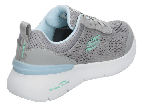 Tenis Dama Skechers Air Dynamight Gris Deportivo Entrenamiento Running Cintas Ajustables Para Mujer