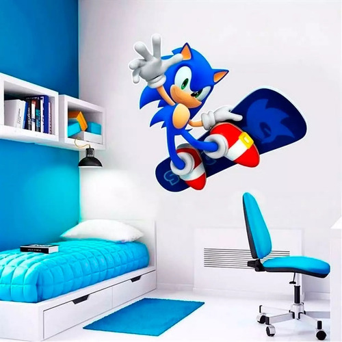 Adesivo De Parede Infantil Sonic 2 Tamanho 60x50 Cm