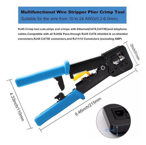Crimpeadora Ez Rj45 +50 Conector Cat6 Prensa Anticorte