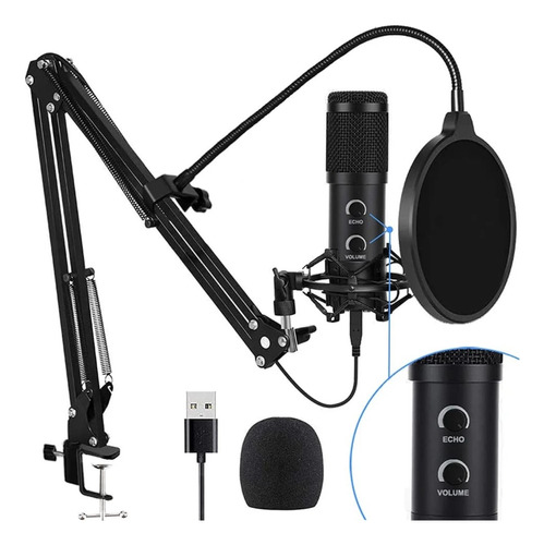 Kit Microfono Condensador Profesional Estudio Pc Laptop Usb 