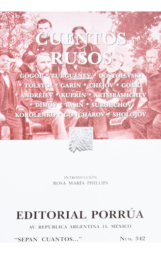 Cuentos Rusos: No, de Varios autores., vol. 1. Editorial Porrua, tapa pasta blanda, edición 11 en español, 2023