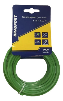 Fio Nylon 2,7 X 10mt Perfil Quadrado Verde Brasfort