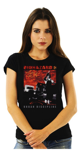 Polera Mujer Biohazard Urban Discipline Punk Impresión Direc