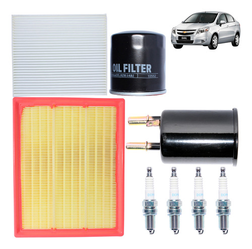 Imagen 2 de 7 de Kit Afinamiento Chevrolet Sail 1.4 2011-2016 Filtros Bujias