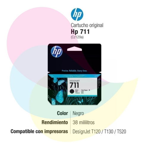 Imagen 2 de 7 de Cartucho Hp 711 Negro 38ml + Hp 711 Color 3u - T520 T120