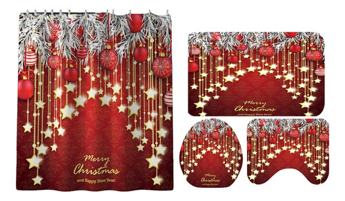 Juego De Decoración De Baño Navideño 71 X 71 Cortina De