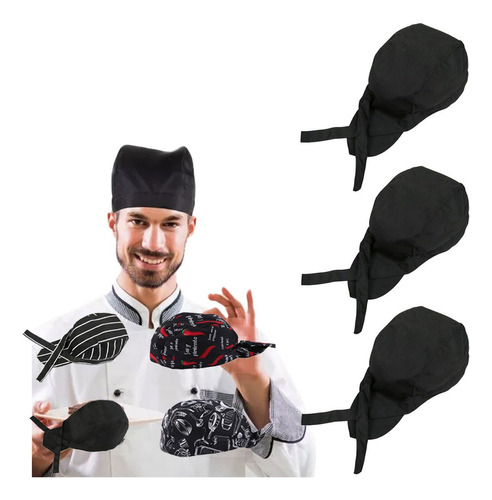 3pz Gorro Cofia Gorra Chef Sombrero Cocinero Gorritos Cabeza