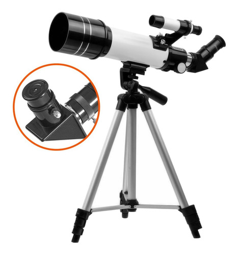 Telescopio Refractor Para Niños Astronomico F300x70 Tripode Color Plateado