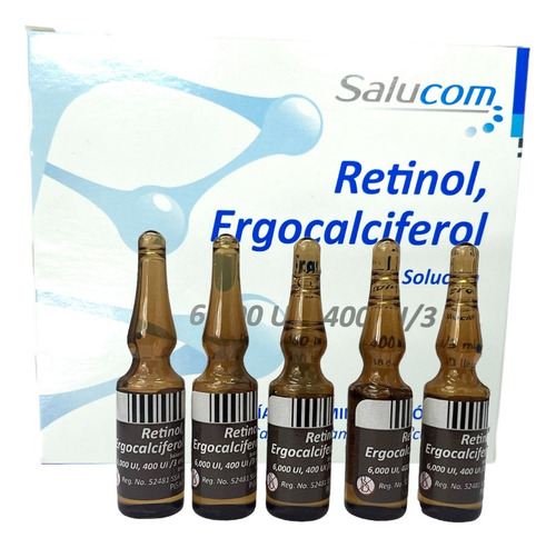 Retinol Ergocalciferol 5 Ampolletas Via Oral Con 3 Ml Pisa