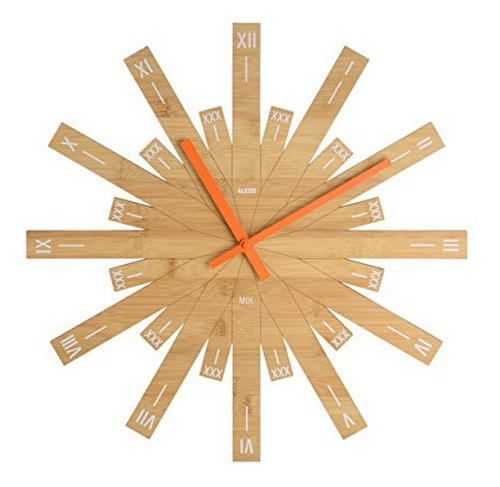 Alessi Raggiante - Reloj De Pared (madera, 18.9 X 18.9 X 2.8