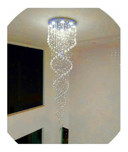 Lustre Cristal K9 Espiral Duplo Teto Alto 3,60 Até 4 Metros 