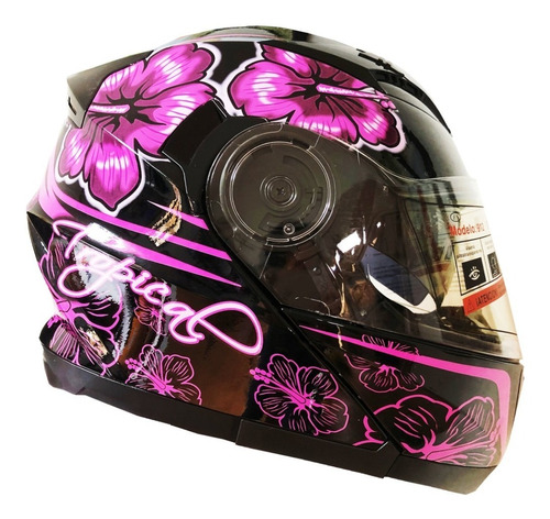 Casco Abatible Mujer Dama C/gafa Y Mica Violeta Ecer22-05