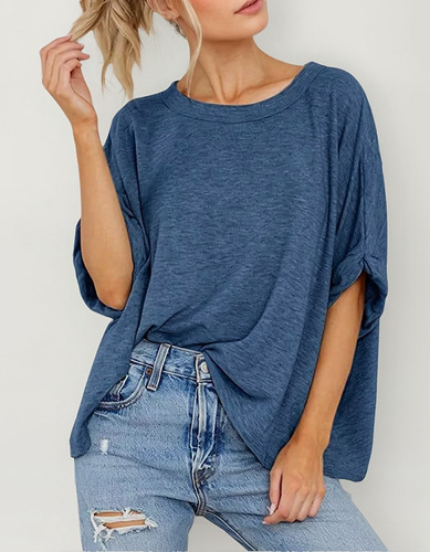 Camiseta Holgada Midi Con Cuello Redondo 2025